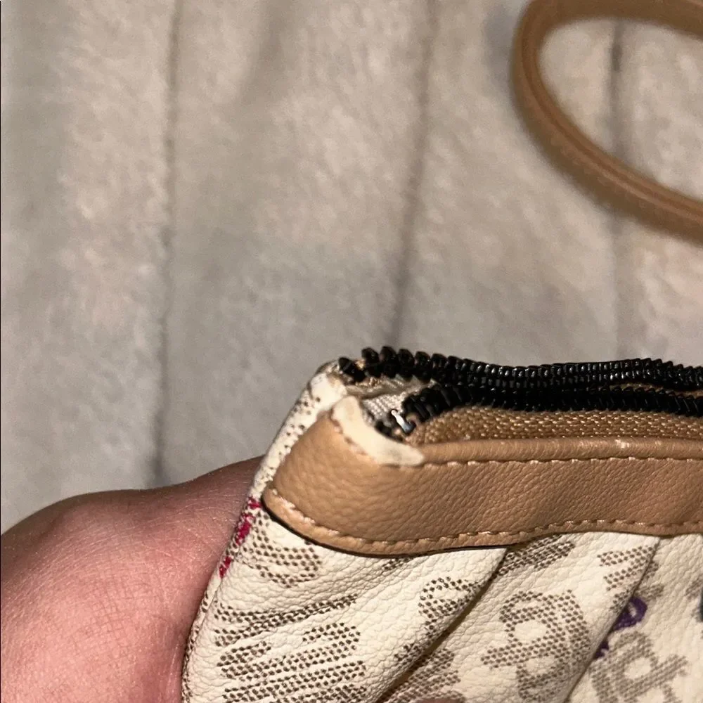 Juicy Couture Beige Multicolor Logo Wristlet